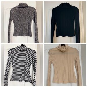 SHEIN Women's Turtleneck Sweater - Gray, Black, Striped, Tan (set of 4)